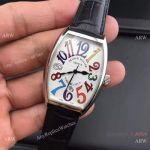 Franck Muller Geneve Casablanca White Face Black Leather Quartz Watch Replica